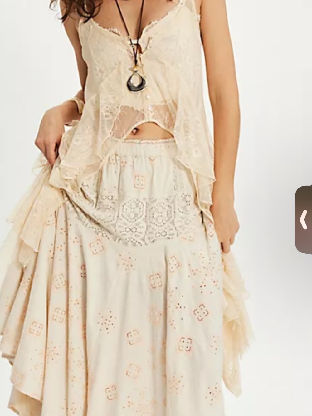 Free People Doily Cream Lace Tiered Maxi Skirt Sold Out NWT Medium